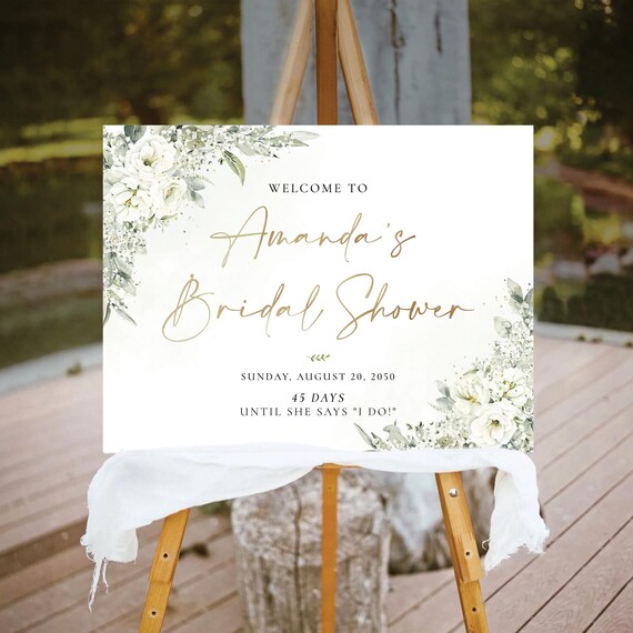 PRINTED OR DIGITAL Sage Green Bridal Shower Welcome Sign, Foam Board, Poster, Eucalyptus, Botanicals Wedding Shower Decorations, Herbal, SG2