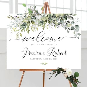 Wedding Welcome Sign, Rustic Welcome Sign, Digital Wedding Welcome Sign, Rehearsal Sign, Greenery Wedding Sign, Greenery decor, HB1