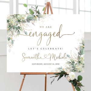 Engagement Welcome Sign, Engagement Party Sign, Engagement Sign, Greenery Party Decoration, Rustic Engagement Decor, We are engaged