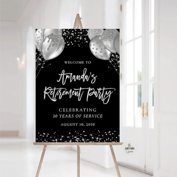 Retirement Party Welcome sign, Minimalist Happy Retirement sign, Retirement Celebration Party Sign, Retirement Decorations, balloons, Poster