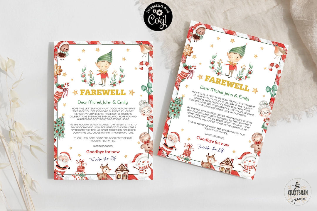 Elf Farewell Letter Template Elf Goodbye Letter Elf Goodbye for Now