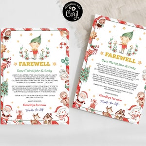 Modelo de carta de despedida de elfo, carta de adeus de elfo, adeus de elfo por agora, carta de despedida de elfo de menino, kit de elfo, carta de elfo de menino, editável, Corjl