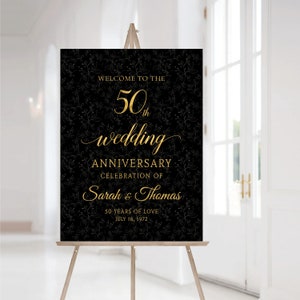 Black Gold Anniversary sign, 50th anniversary sign, Anniversary Sign Printable, 50th Anniversary decoration, 50th anniversary poster, Gold