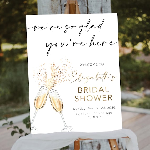 Boho Bridal Shower Welcome Sign, Brunch and Bubbly, Minimalist Decor  (Printed or Digital File)