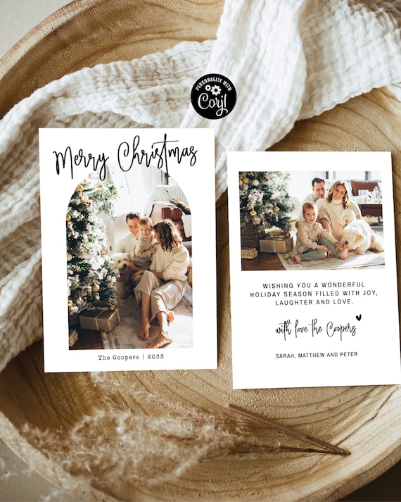 Photo Christmas Card, Boho Holiday Card, Christmas Card, Minimalist Christmas Card, Christmas Photo Card, Family Card, Merry Christmas