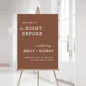 Terracota Rehearsal Dinner Welcome Sign, We're So Glad You're Here, Modern Wedding Rehearsal Sign, Fall Wedding Sign, La noche anterior, T1
