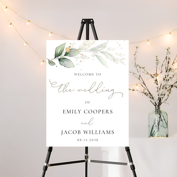 Greenery Wedding Welcome Sign, Rustic Welcome Sign, Digital Wedding Welcome Sign, Rehearsal Sign, Greenery Wedding Sign, Greenery decor
