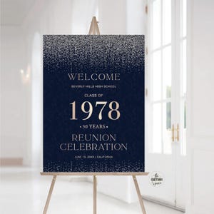 Modern Class Reunion Welcome Sign, Any class any year Reunion Welcome Board, 50 year High School Reunion, Minimalist Reunion Decorations