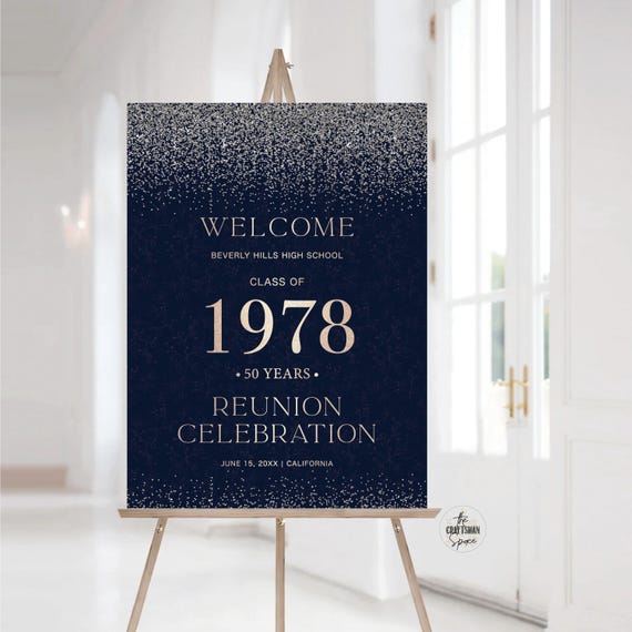 Modern Class Reunion Welcome Sign, Any class any year Reunion Welcome Board, 50 year High School Reunion, Minimalist Reunion Decorations