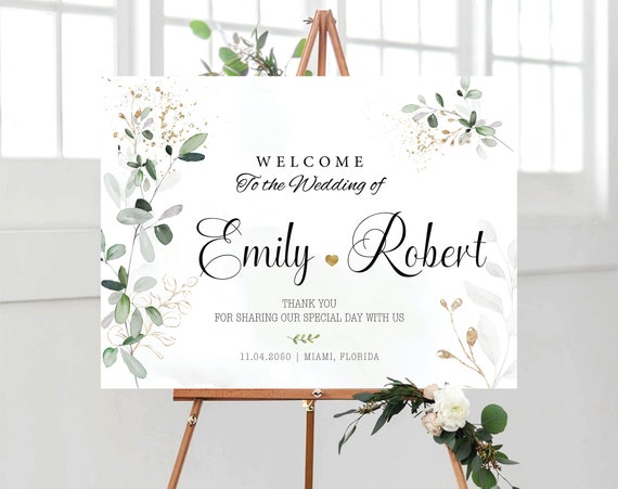 Greenery Wedding Welcome Sign, Rustic Welcome Sign, Digital Wedding Welcome Sign, Rehearsal Sign, Greenery Wedding Sign, Greenery decoration