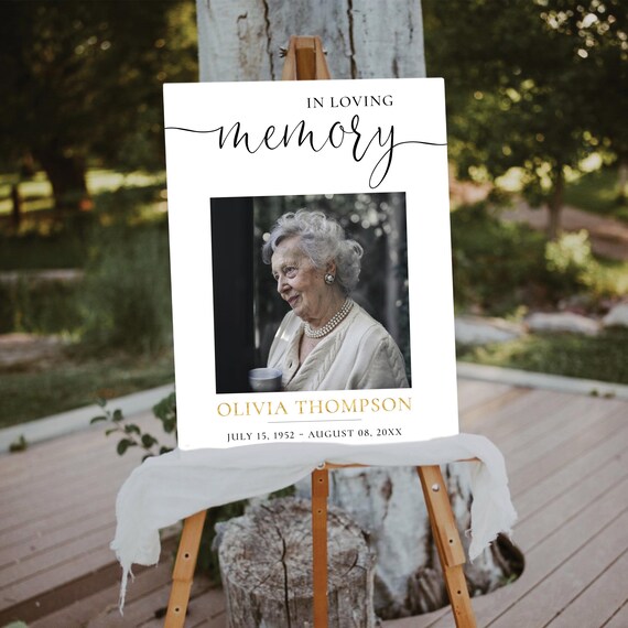 Modern In Loving Memory Welcome Sign, Large Funeral Poster, Memorial Photo (Digital Printable)
