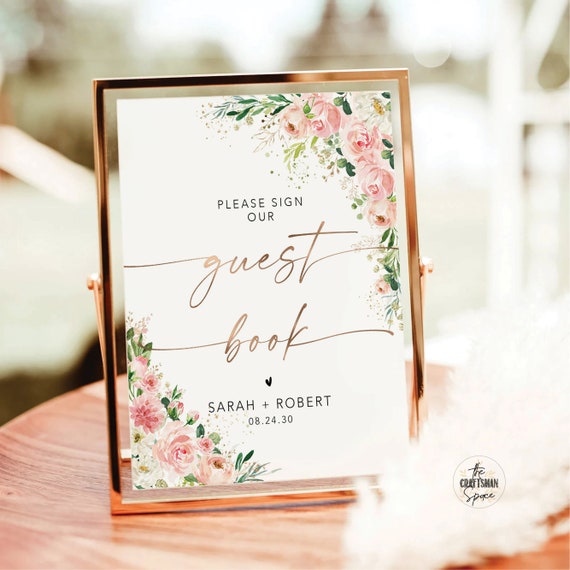 Ethereal Blush Please Sign Our Guestbook Sign, Modern Wedding Guestbook, Sign Our Guestbook Sign, Minimalist Wedding Signage, EB1,