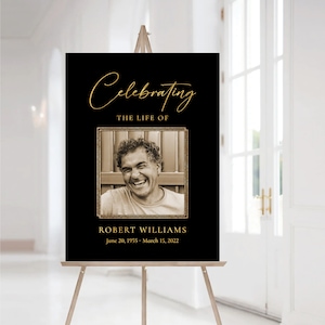 Black Funeral Welcome Sign,Memorial Welcome Sign, Celebration of Life Welcome Sign, Funeral Decor, Celebration Of Life Poster, Custom Design