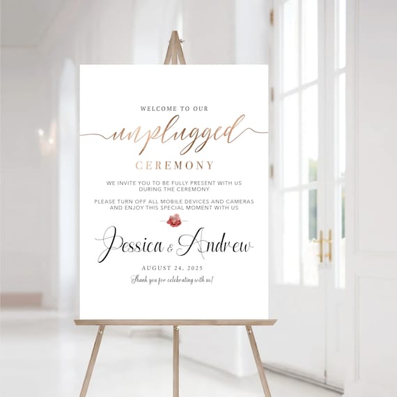 Unplugged Wedding Ceremony Sign, Modern Wedding Decoration, Unplugged Wedding Sign, Unique Wedding Reception Sign, Minimalist Wedding Sign