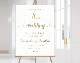 10th Wedding Anniversary Sign, Minimalist 10th Anniversary Sign