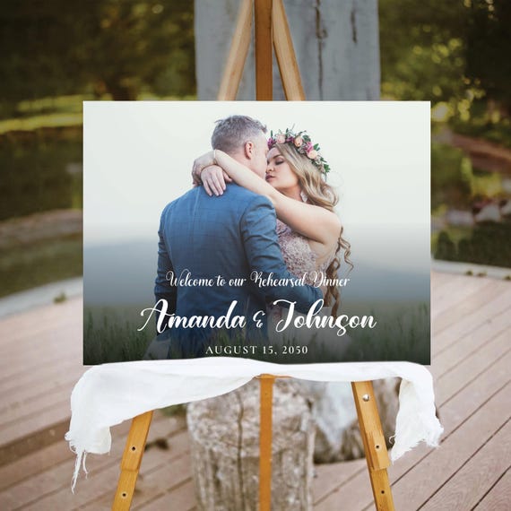 Photo Rehearsal Dinner Welcome Sign, Photo Wedding Sign, Modern Wedding Rehearsal Decor, Minimalist Engagement Sign, The Night Before Sign