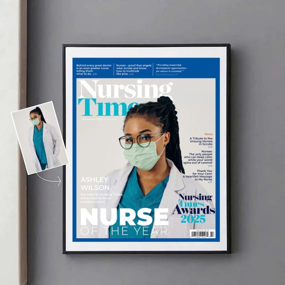 Nurse of the Year Custom Magazine Cover, Healthcare Hero Gift, Personalized Gift for Nurse, Unique Birthday Portrait, Nurse Graduation Gifts