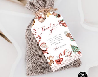May include: A white thank you tag with red and green Christmas illustrations. The tag says "Thank you" and "For your continuous love & support and for spending this special day with me." It is signed "Love Jessica".