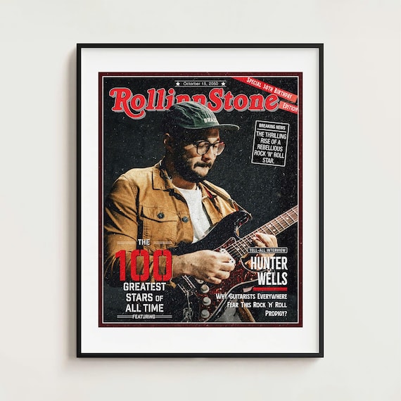Custom Rock n Roll Magazine Cover, Music Magazine, Iconic Cover, Personalized Rock Legends Gift, Rock Party Decor,Birthday Rock Gift for him