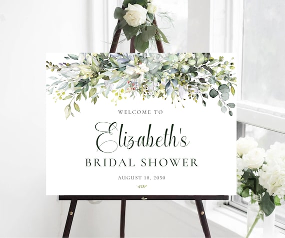 Greenery Bridal Shower Sign, Botanicals Wedding Shower Decor, Bridal Brunch Sign, Rustic Wedding Rehearsal Sign, Eucalyptus, Herbal, HB1