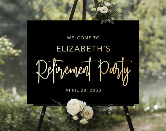Minimalist Retirement Party Welcome Sign, Black Retirement welcome sign, Retirement Celebration Party Welcome Sign, Retirement Decoration
