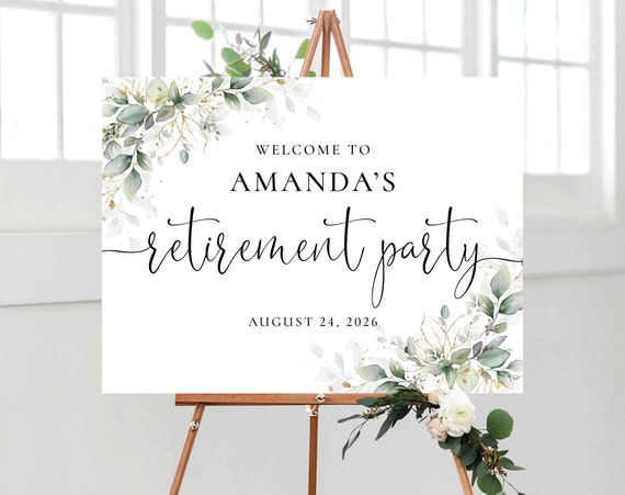 Greenery Retirement Party Welcome Sign, Retirement welcome sign, Retirement Celebration Party Welcome Sign, Retirement Decoration, HB3