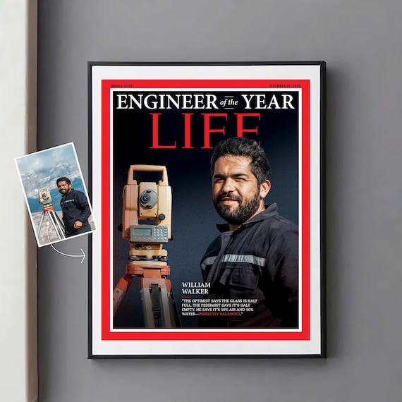 Person of the Year Custom Magazine Cover, Personalized Anniversary Gift for Husband, for Wife, Unique Birthday Portrait, Gift for Co-Worker