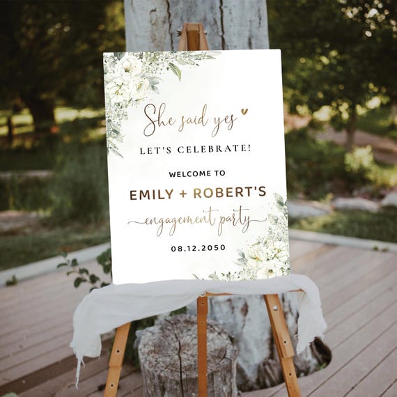Sage Green Engagement Party Welcome Sign, Botanicals Wedding Rehearsal Decorations, Minimalist We are Engaged Sign, Eucalyptus, Herbal, SG2