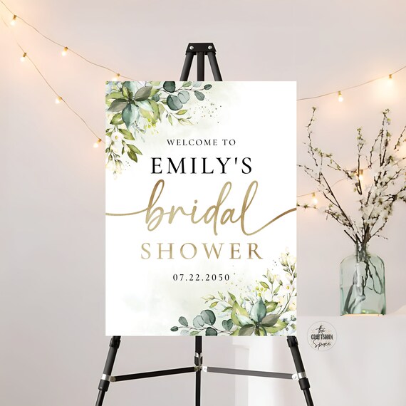 Greenery Bridal Shower Sign, Bridal Shower Decoration, Bridal Brunch Welcome Sign, Bridal Tea Sign, Custom Design, Eucalyptus, Herbal, HB2