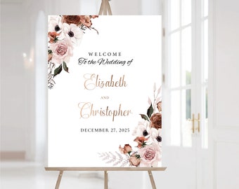 Silk Floral Wedding Welcome Sign, Ceremony, Digital Wedding Welcome Sign, Unique Wedding Sign, Wedding Reception, Wedding Couple