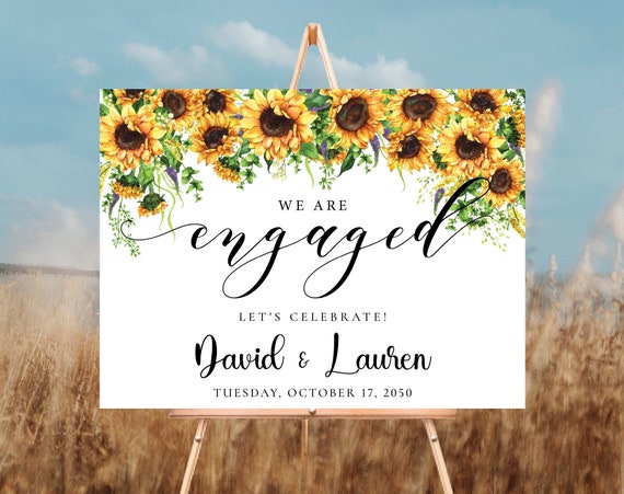 Sunflower we are engaged Sign, Sunflower Engagement party Welcome Sign, Engagement Party welcome Sign, Engagement Decorations, SF1