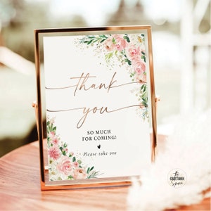 Ethereal Blush Thank You For Coming Sign, Thank You For Coming Sign, Modern Wedding Sign, Baby Shower Favor Sign, Bridal Shower Sign, EB1
