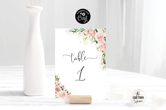 Ethereal Blush Pink Wedding Table Number Template, Elegant Table Numbers Printable, Printable Wedding Table Card, Blush pink, EB1, 8x11 1/2"