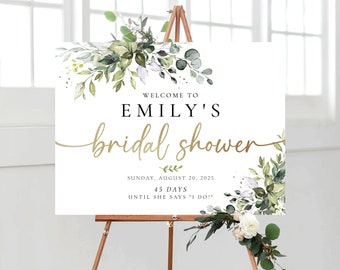 Bridal Shower Sign, Greenery Bridal Shower Sign, Custom Design, Bridal Shower Decorations, Bridal Brunch Sign, Bridal Tea Sign, Poster, HB2