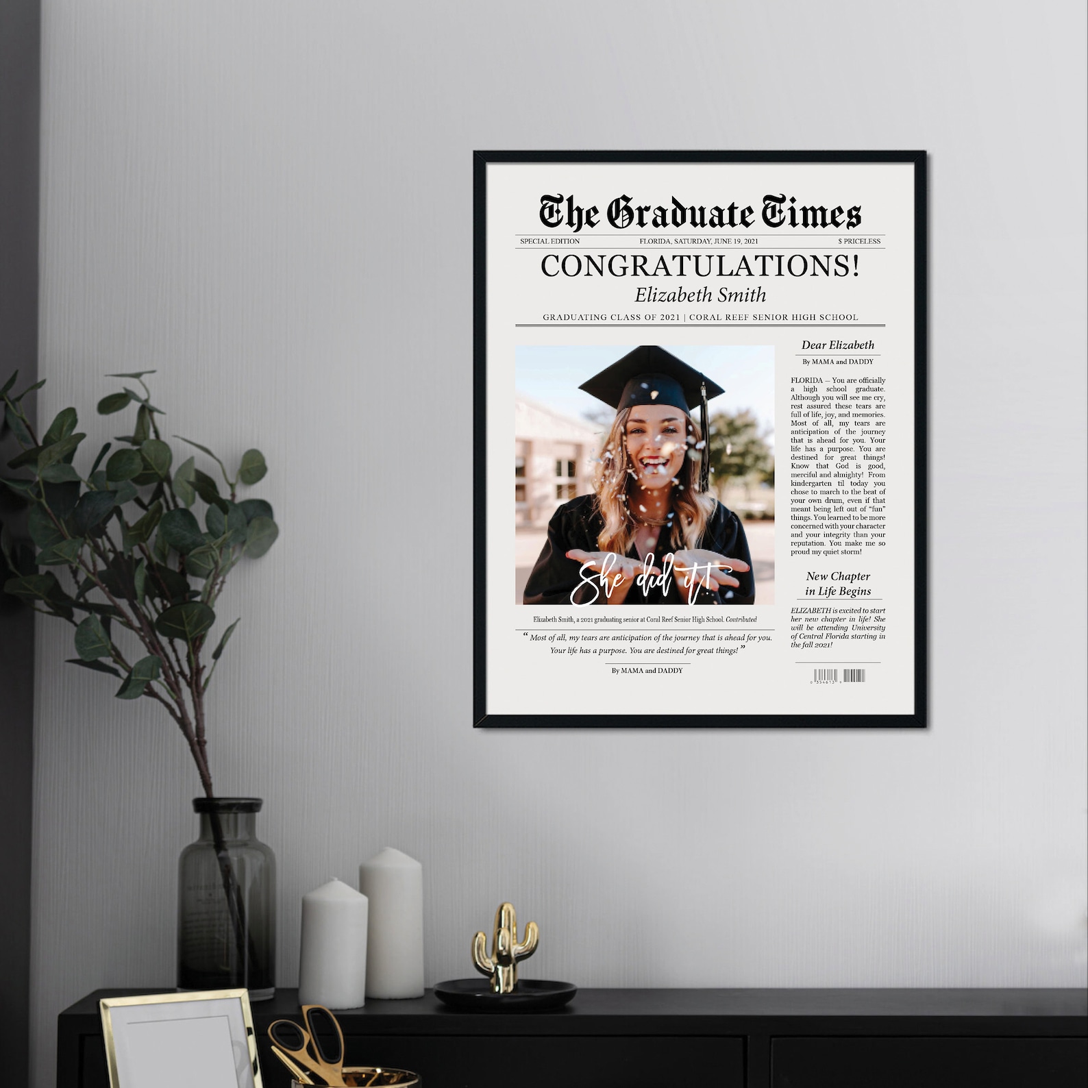 Graduate Printable Newspaper Keepsake Graduation Gift for Etsy