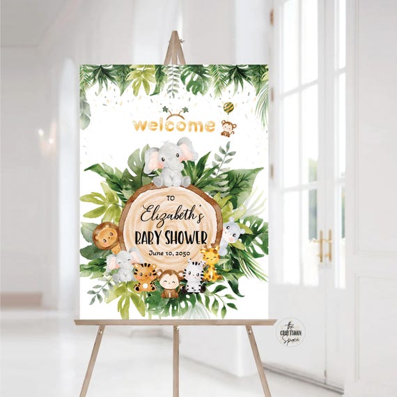 Safari Baby Shower Welcome Sign, Animals Baby Shower Sign, Gender Neutral Baby Shower, A Little Wild One Baby Shower Sign, Jungle Safari,JGE