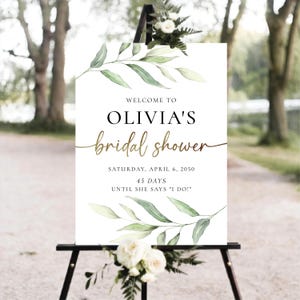 Greenery Bridal Shower Welcome Sign, Botanicals Wedding Shower Decorations, Boho Bridal Brunch Sign, Bridal Tea Poster, Eucalyptus, Herbal