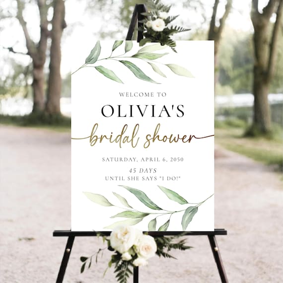 Greenery Bridal Shower Welcome Sign, Botanicals Wedding Shower Decorations, Boho Bridal Brunch Sign, Bridal Tea Poster, Eucalyptus, Herbal