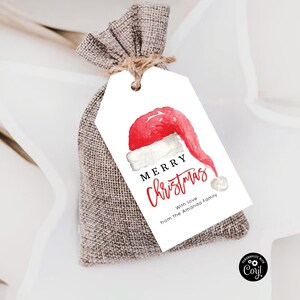 Santa Hat Gift Tag, Holiday Gift Tag, Christmas Favor Tag, Christmas Gift Tag, Holiday party Tag, Personalized Tags, Elf Christmas Tag