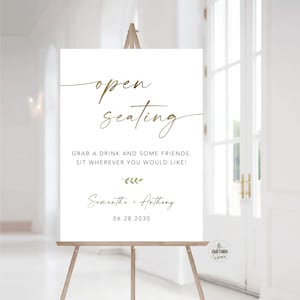 Minimalist Open Seating Welcome Sign, Modern Open Seating Sign, No Assigned Seating Sign, Unique Wedding Sign, Sit Anywhere Wedding Sign