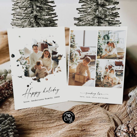 Photo Christmas Card, Boho Holiday Card, Christmas Card, Minimalist Christmas Card, Christmas Photo Card, Family Card, Merry Christmas