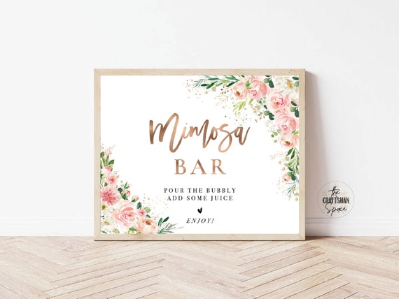 Ethereal Blush Mimosa Bar Sign, Wedding Sign Template, Wedding Gifts Sign, Baby Shower Gift Sign, Bridal Shower Mimosa Bar Sign, EB1