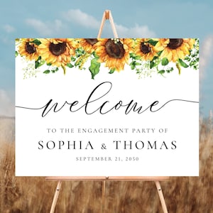 Sunflower Engagement party Welcome Sign, Sunflower we are engaged Sign, Engagement Party welcome Sign, Engagement Decorations, SF1
