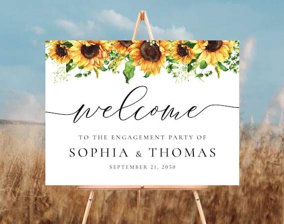 Sunflower Engagement party Welcome Sign, Sunflower we are engaged Sign, Engagement Party welcome Sign, Engagement Decorations, SF1