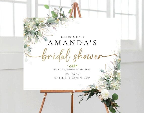 Bridal Shower Sign, Greenery Bridal Shower Sign, Custom Design, Bridal Shower Decorations, Bridal Brunch Sign, Bridal Tea Sign, Poster