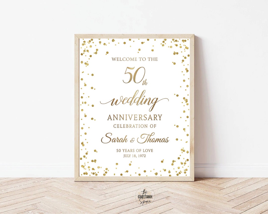 Gold 50th Anniversary Sign Anniversary Sign Printable 50th - Etsy