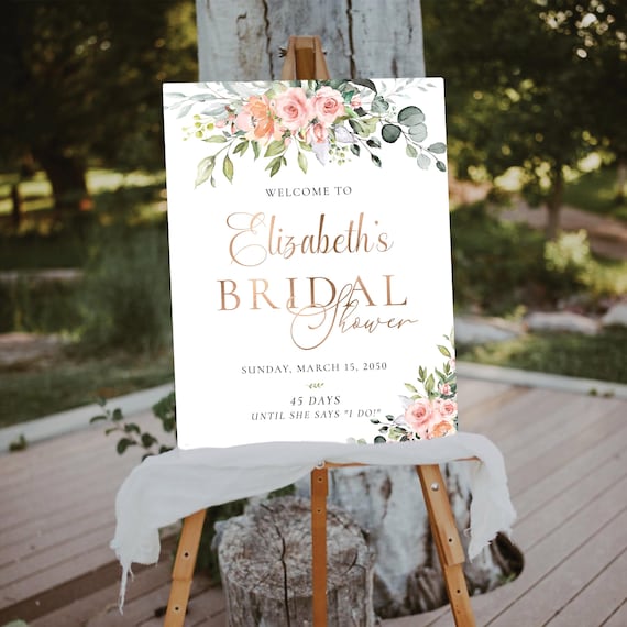 Blush Bridal Shower Welcome Sign, Greenery Bridal Shower Sign, Wedding Decorations, Botanicals Couples Shower Sign, Eucalyptus, Herbal, BG4
