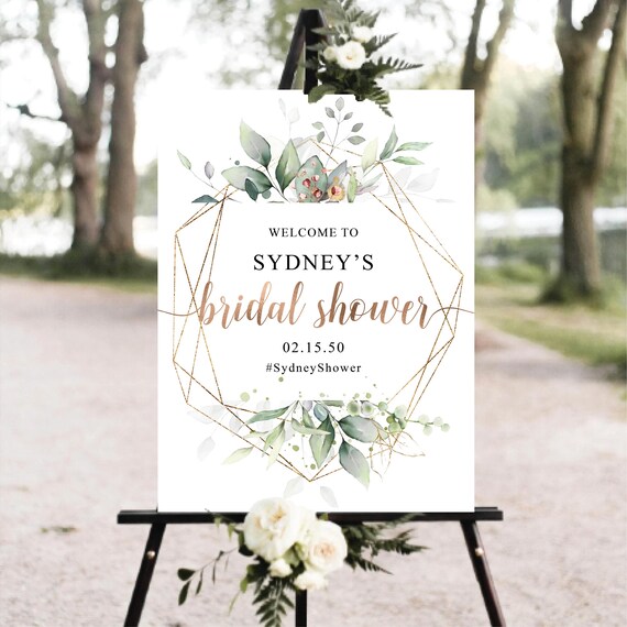Greenery Bridal Shower Welcome Sign, Botanicals Bridal Shower Decor, Wedding Shower Sign,  Eucalyptus, Herbal Bridal Shower Invitations, G2
