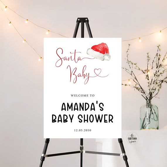 Christmas Baby Shower Welcome Sign, Santa Baby Shower Welcome Sign, Baby Shower Decorations, Winter Baby Shower Welcome Sign