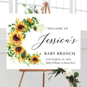 Sunflower Baby-Dusche-Willkommensschild, Baby-Brunch-Willkommensschild, Sonnenblume, Baby-Dusche-Dekoration, Custom Design, Willkommensschild, SF1